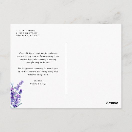 Waterverf lavender Flowers Weddenschap Briefkaart (Achterkant)