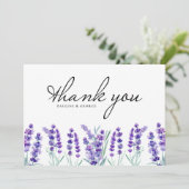 Waterverf lavender Flowers Wedding Bedankkaart (Staand voorkant)