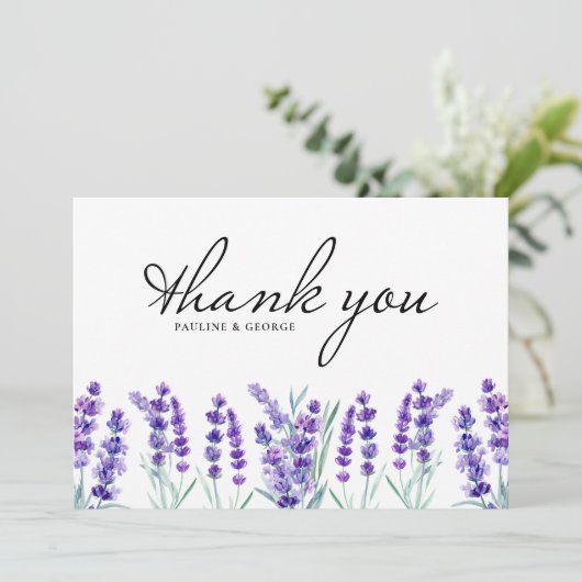Waterverf lavender Flowers Wedding Bedankkaart (Staand voorkant)