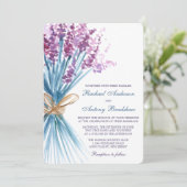 Waterverf lavender Flowers Wedding Kaart (Staand voorkant)