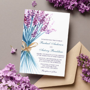 Waterverf lavender Flowers Wedding Kaart