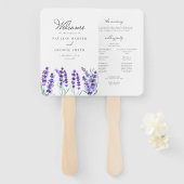 Waterverf Lavender Flowers Wedding Programme Handwaaier (Voorkant en achterkant)