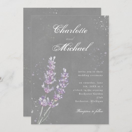 Waterverf lavender gray elegant kaart (Voorkant / Achterkant)