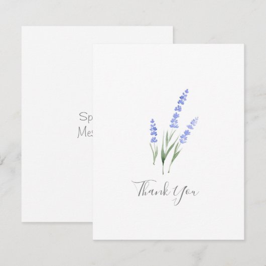 Waterverf Lavender Hartelijk dank Bedankkaart (Voorkant / Achterkant)