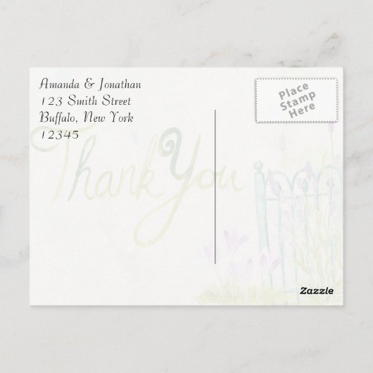 Waterverf Lavender Hartelijk dank Briefkaart (Achterkant)