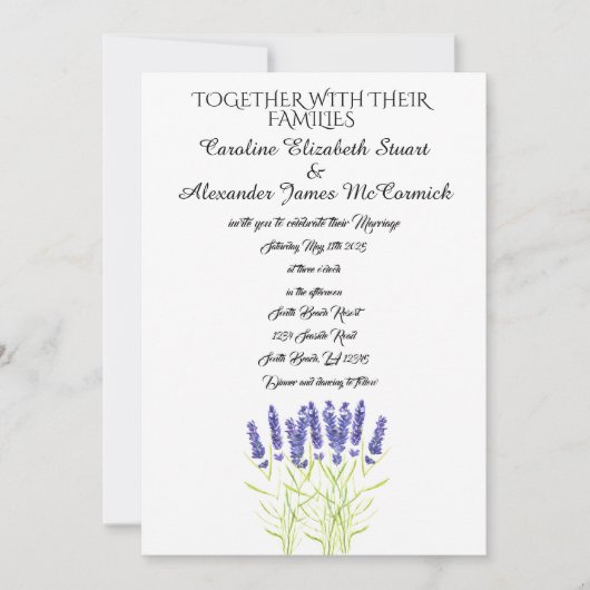 Waterverf Lavender Herbs Floral Wedding Kaart (Voorkant)