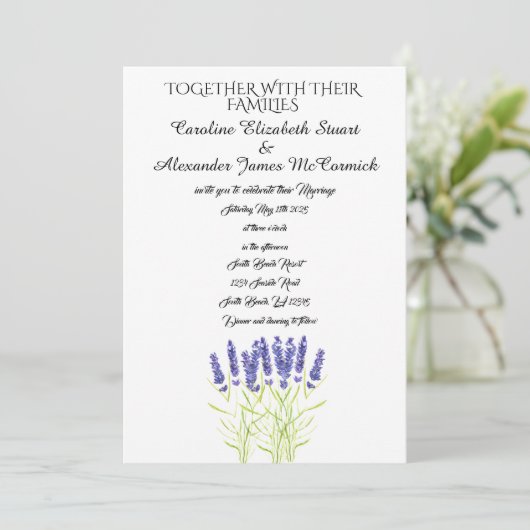 Waterverf Lavender Herbs Floral Wedding Kaart (Staand voorkant)