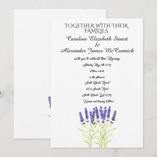 Waterverf Lavender Herbs Floral Wedding Kaart (Voorkant / Achterkant)