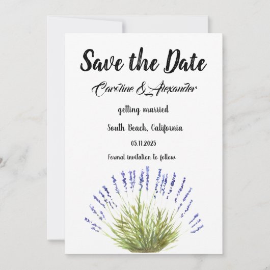 Waterverf Lavender Herbs Floral Wedding Save The Date (Voorkant)