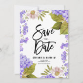 Waterverf Lavender Hydrangea Floral Save The Date (Voorkant)