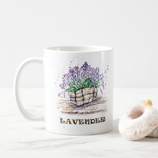 Waterverf Lavender Koffiemok (Met donut)