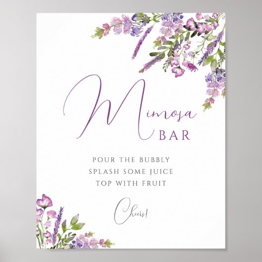 Waterverf Lavender Mimosa Bar Poster (Voorkant)