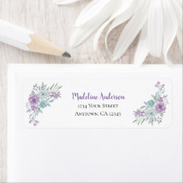 Waterverf lavender & Mint Floral | Retouradres Etiket