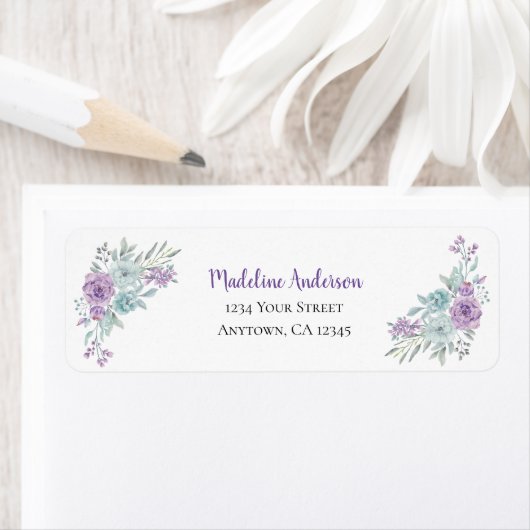 Waterverf lavender & Mint Floral | Retouradres Etiket (Insitu)