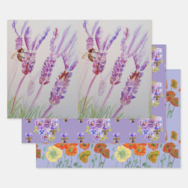 Waterverf lavender Paarse blaasbloem Inpakpapier Vel