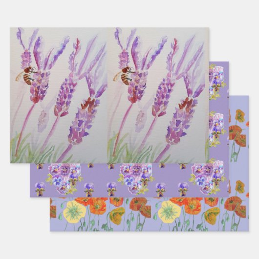 Waterverf lavender Paarse blaasbloem Inpakpapier Vel (Set)