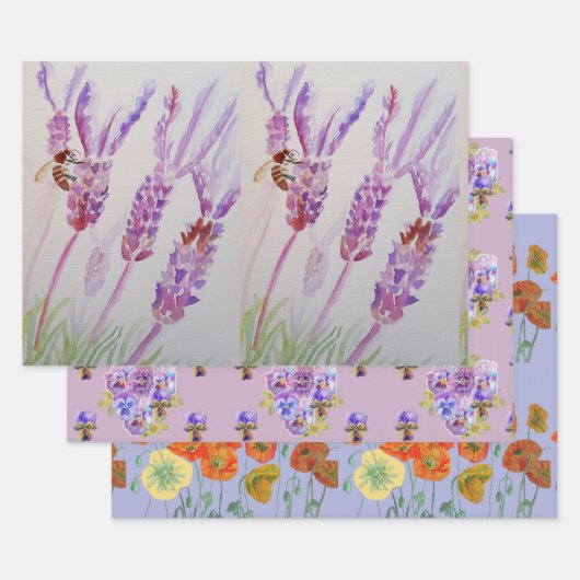 Waterverf lavender Paarse blaasbloem Inpakpapier Vel (Set)