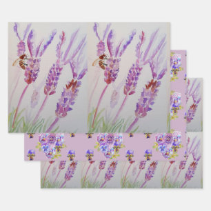 Waterverf lavender Paarse blaasbloem Inpakpapier Vel