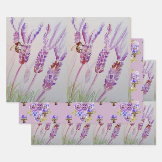 Waterverf lavender Paarse blaasbloem Inpakpapier Vel (Set)