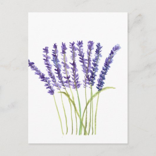 Waterverf lavender, paarse bloemen briefkaart (Voorkant)