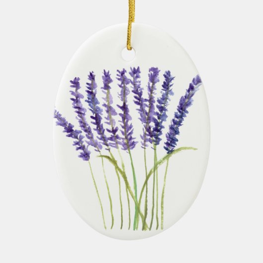 Waterverf lavender, paarse bloemen keramisch ornament (Voorkant)