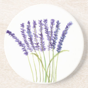 Waterverf lavender, paarse bloemen zandsteen onderzetter