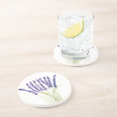 Waterverf lavender, paarse bloemen zandsteen onderzetter (Zijkant)