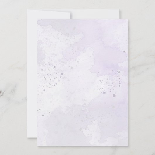 Waterverf lavender paarse elegant bruiloft kaart (Achterkant)