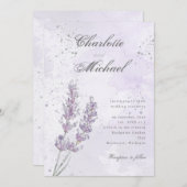 Waterverf lavender paarse elegant bruiloft kaart (Voorkant / Achterkant)