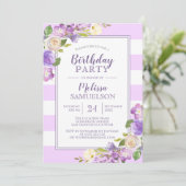 Waterverf Lavender Paarse Floral BIRTHDAY PARTIJ Kaart (Staand voorkant)