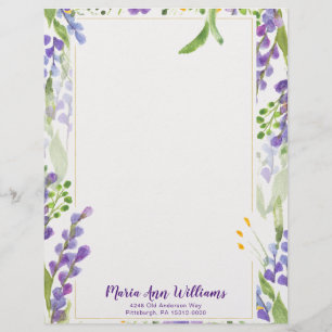 Waterverf Lavender Personalized Letterhead Briefhoofd