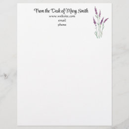 Waterverf Lavender Personalized Letterhead Briefhoofd