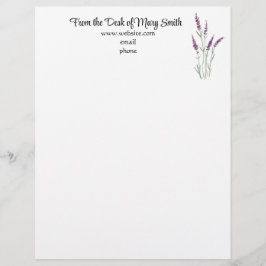 Waterverf Lavender Personalized Letterhead Briefhoofd