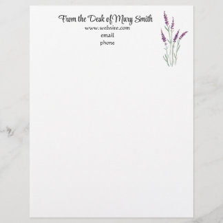 Waterverf Lavender Personalized Letterhead Briefhoofd