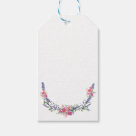 Waterverf Lavender Pink Wilde Roos en Eucalyptus Cadeaulabel