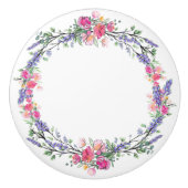 Waterverf Lavender Pink Wilde Roos en Eucalyptus Keramische Knop (Voorkant)