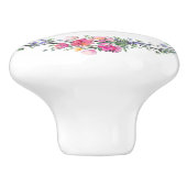 Waterverf Lavender Pink Wilde Roos en Eucalyptus Keramische Knop (Zijkant)