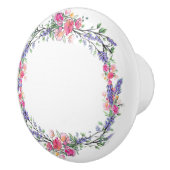 Waterverf Lavender Pink Wilde Roos en Eucalyptus Keramische Knop (Rechts)