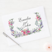 Waterverf Lavender Pink Wilde Roos en Eucalyptus Rechthoekige Sticker (Envelop)