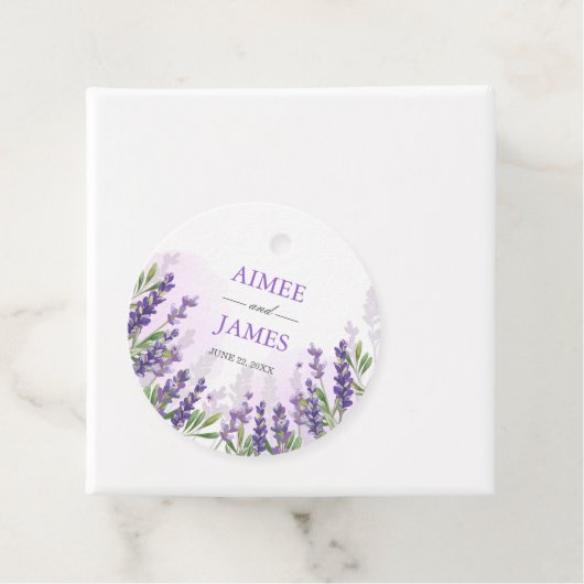 Waterverf Lavender Romatic Floral Rustic Paars Bedankjes Labels (In situ)