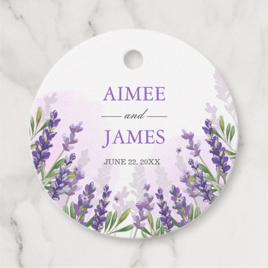 Waterverf Lavender Romatic Floral Rustic Paars Bedankjes Labels (Voorkant)