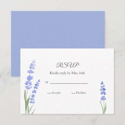 Waterverf Lavender RSVP Kaartje (Voorkant / Achterkant)