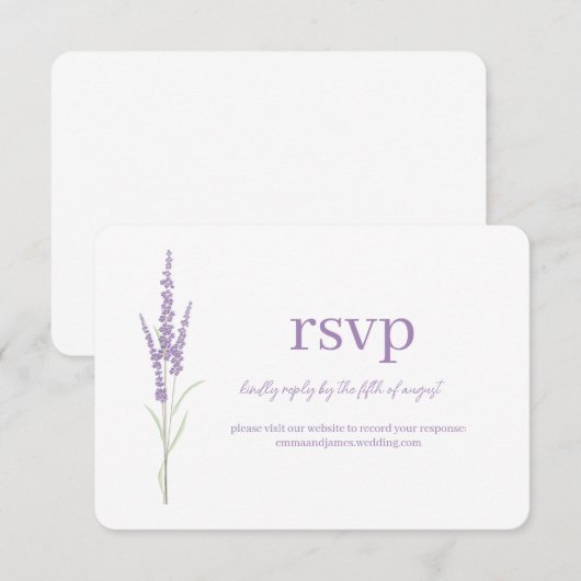 Waterverf Lavender RSVP Wedding Site Kaart (Voorkant / Achterkant)