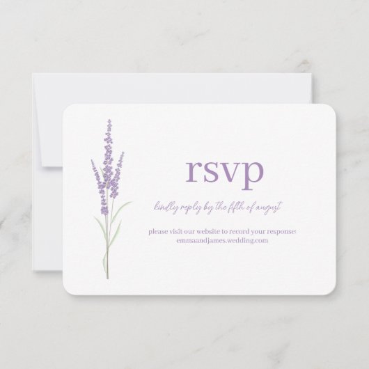 Waterverf Lavender RSVP Wedding Site Kaart (Voorkant)