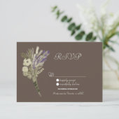 Waterverf Lavender Rustic Botany Floral RSVP Kaart (Staand voorkant)
