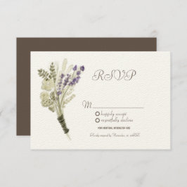 Waterverf Lavender Rustic Botany Kraft RSVP Kaart
