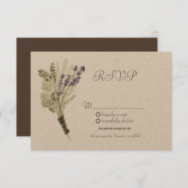 Waterverf Lavender Rustic Botany Kraft RSVP Kaart