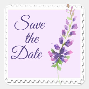 Waterverf Lavender Stem Floral Vierkante Sticker