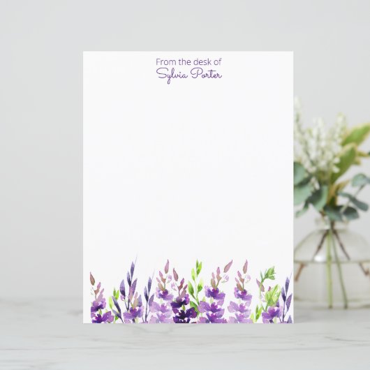 Waterverf Lavender Stems Stationery (Staand voorkant)