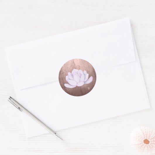 Waterverf lavender Succulent, peach Brown Ronde Sticker (Envelop)